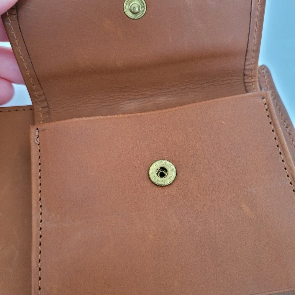 Coach Vintage Bifold Wallet British Tan Leather Snap Coin Pocket Mens Accessory